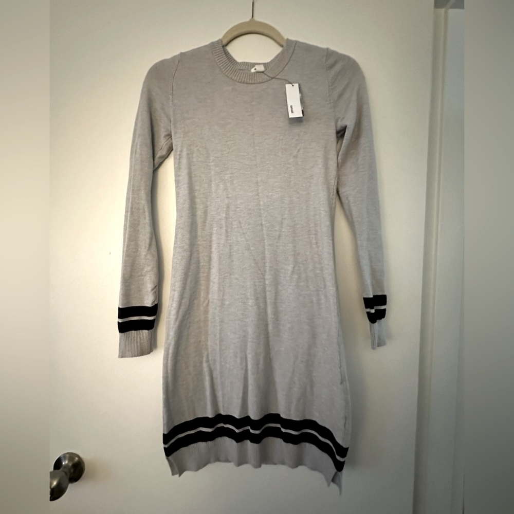 Gray sweat dress with black sports stripe